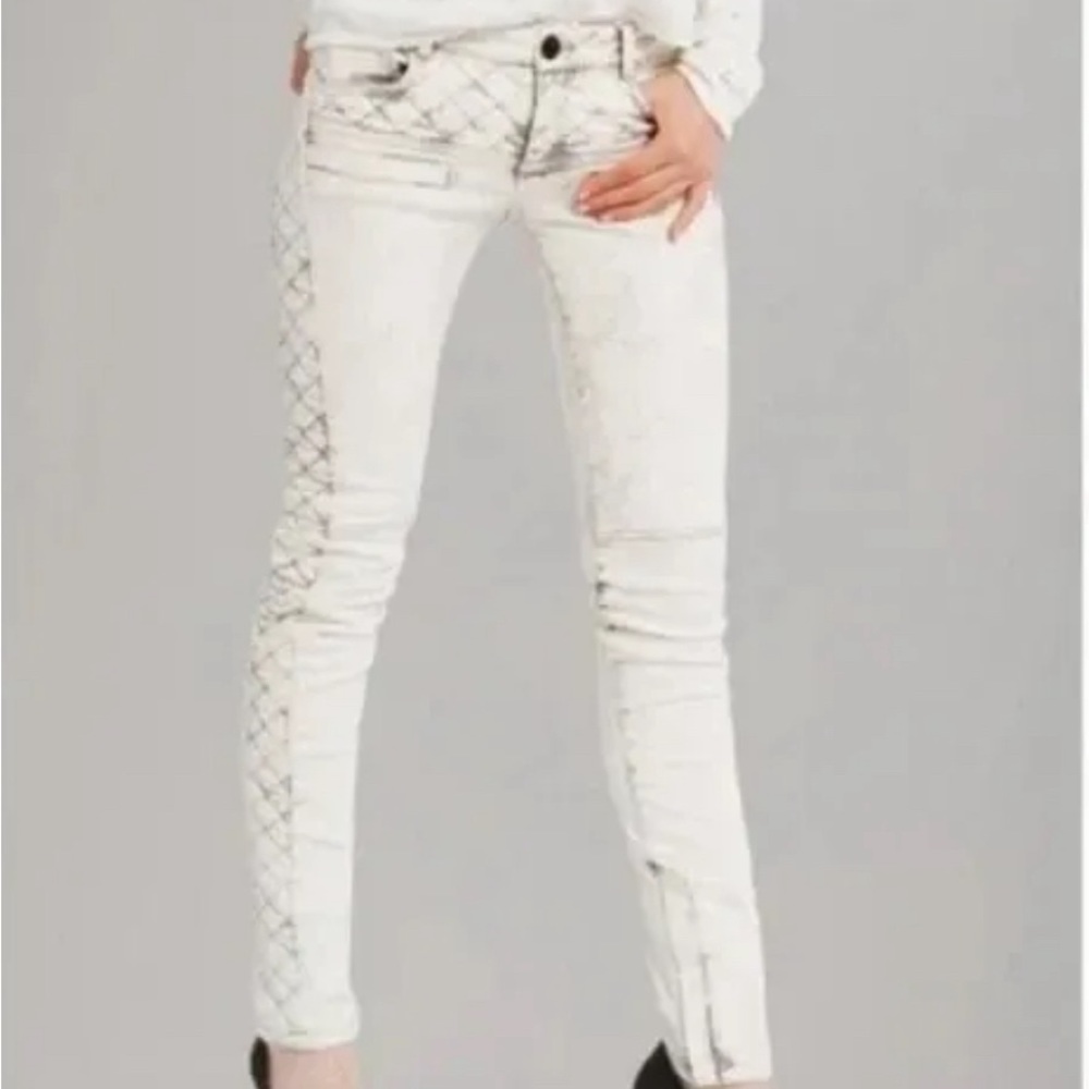 Maje Women's E14 Downtown‎ Low Rise Quilted Skinny Jeans Size 34